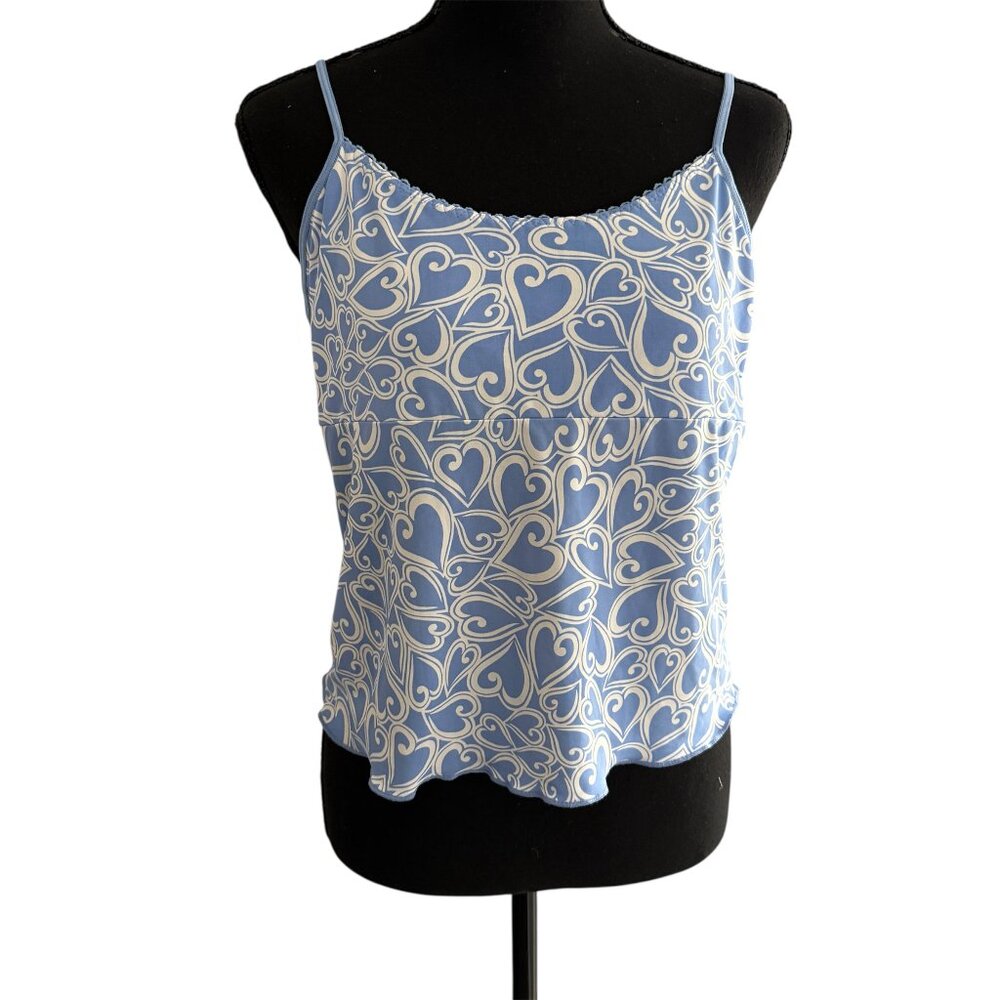 Vintage Peeping Tom Womens Y2K Heart Artsy Tank Top M Romantic Stretch Preppy